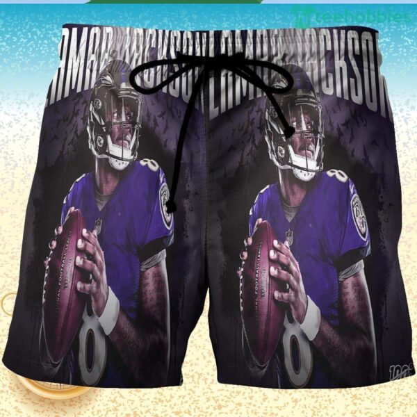 Baltimore Ravens Lamar Jackson 8 v2 3D Printed Hawaiian Shorts Product Photo 1