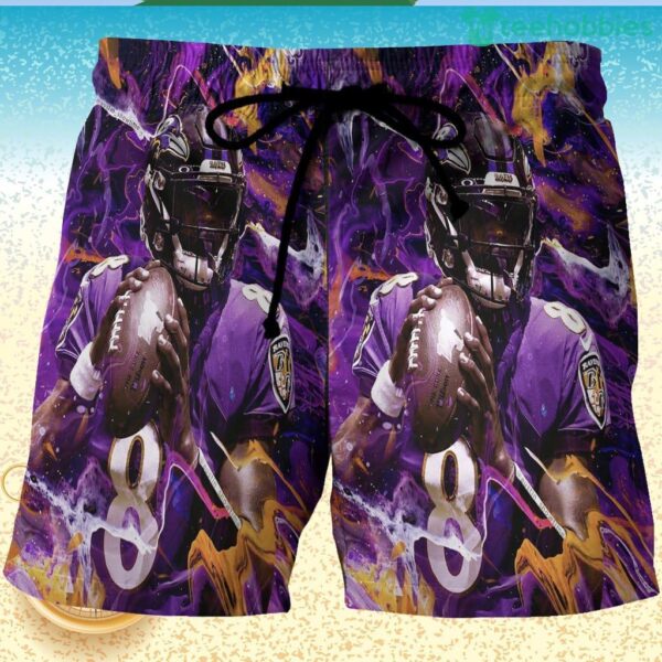 Baltimore Ravens Lamar Jackson 8 v6 Painting 3D Printed Hawaiian Shorts Product Photo 1