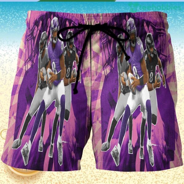 Baltimore Ravens Lamar Jackson 8 v7 3D Printed Hawaiian Shorts Product Photo 1