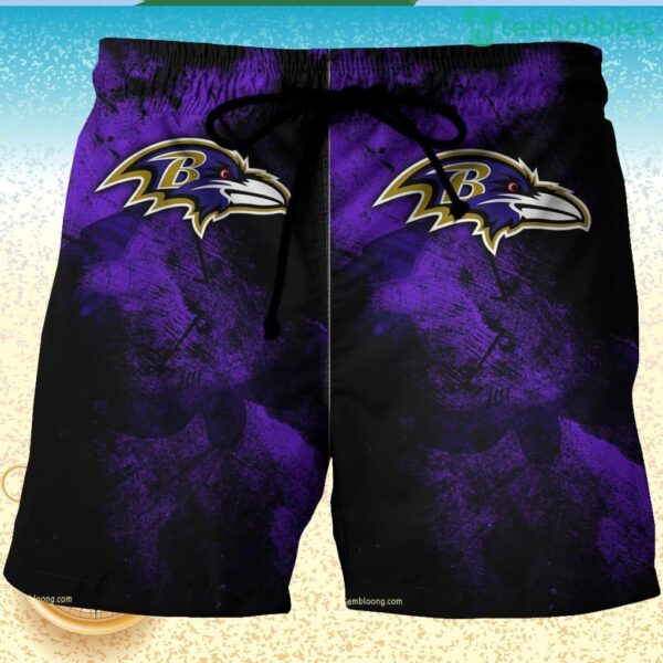 Baltimore Ravens Logo Brush 3D Printed Hawaiian Shorts Product Photo 1