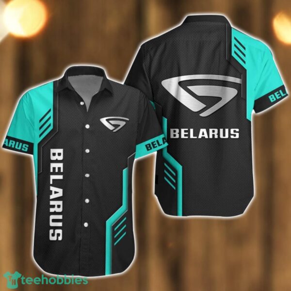 Belarus Logo Mix Light Blue and Black Color Hawaiian Shirt For Men And Women Product Photo 1