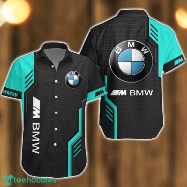 BMW M Logo Mix Light Blue and Black Color Hawaiian Shirt For Men And Women Product Photo 1