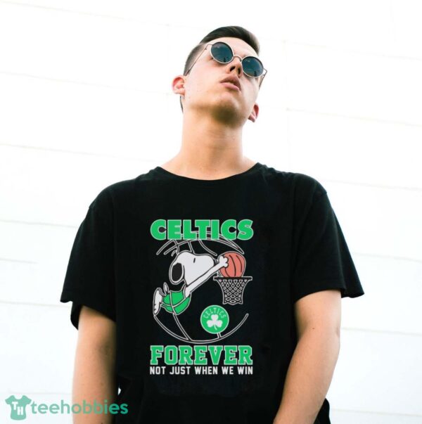 Boston Celtics Snoopy Plays Basketball Forever Not Just When We Win 2024 Shirt - G500 Gildan T-Shirt
