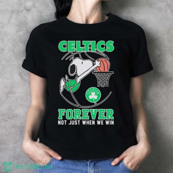 Boston Celtics Snoopy Plays Basketball Forever Not Just When We Win 2024 Shirt - Ladies T-Shirt