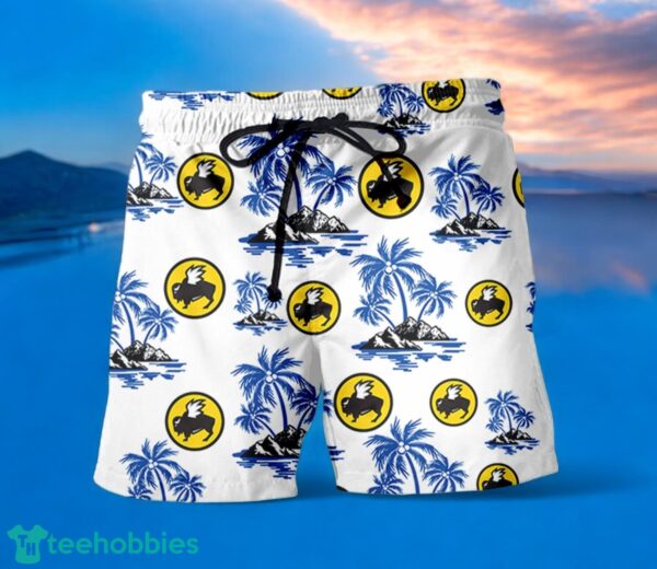 BUFFALO WILD WINGS Blue Coconut Tree Pattern Beach Hawaiian Shirt And Shorts For Men And Women Product Photo 1