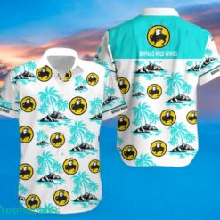 BUFFALO WILD WINGS Coconut Tree Pattern Beach Hawaiian Shirt And Shorts Light Blue Hawaii Shirt Product Photo 2