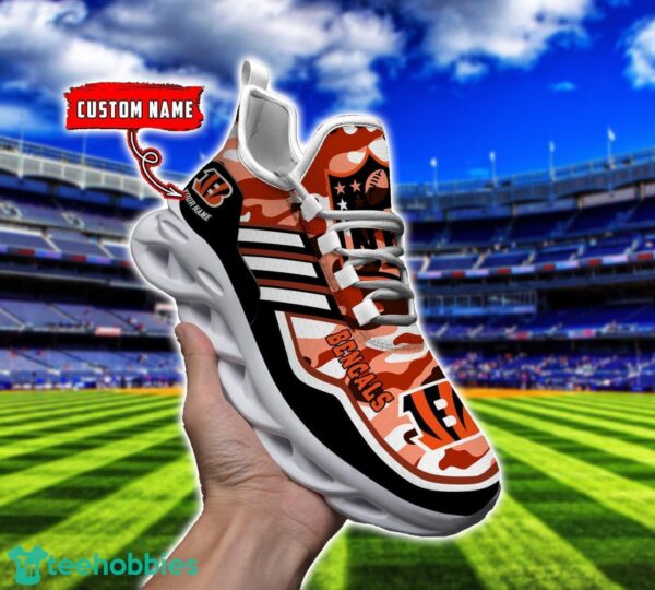 Camo Pattern Shoes Cincinnati Bengals Max Soul Shoes Sneakers Custom Name For Men And Women Product Photo 1