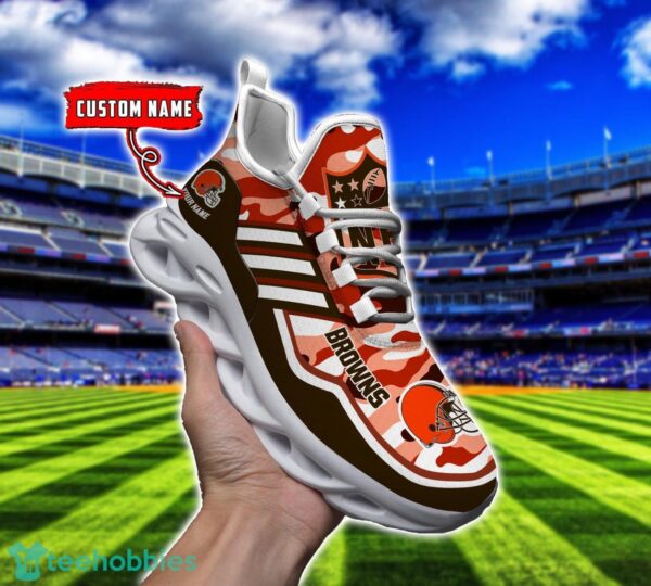 Camo Pattern Shoes Cleveland Browns Max Soul Shoes Sneakers Custom Name For Men And Women Product Photo 1