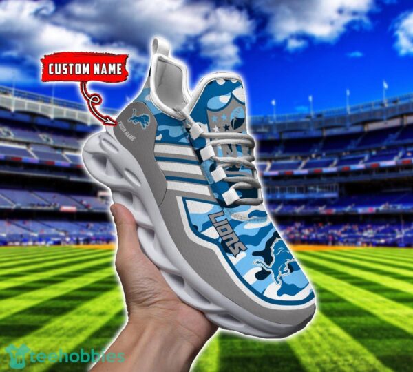 Camo Pattern Shoes Detroit Lions Max Soul Shoes Sneakers Custom Name For Men And Women Product Photo 1