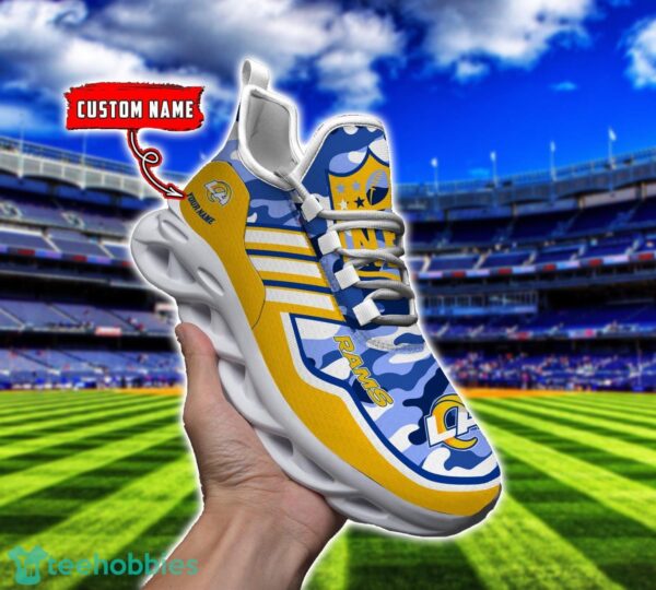 Camo Pattern Shoes Los Angeles Rams Max Soul Shoes Sneakers Custom Name For Men And Women Product Photo 1