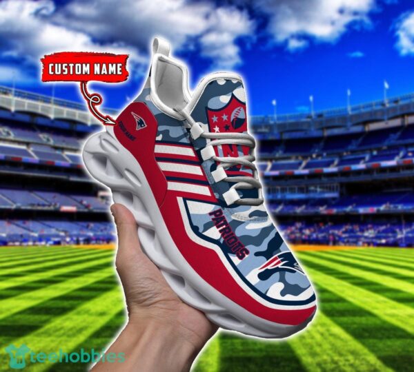 Camo Pattern Shoes New England Patriots Max Soul Shoes Sneakers Custom Name For Men And Women Product Photo 1