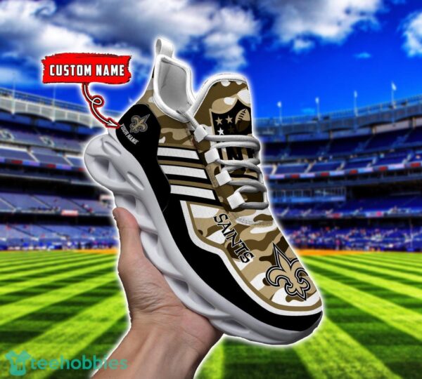 Camo Pattern Shoes New Orleans Saints Max Soul Shoes Sneakers Custom Name For Men And Women Product Photo 1