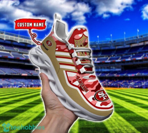 Camo Pattern Shoes San Francisco 49ers Max Soul Shoes Sneakers Custom Name For Men And Women Product Photo 1