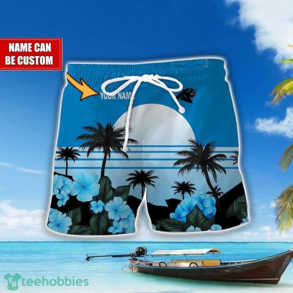 Carolina Panthers NFL Team Hawaiian Shirt And Shorts Floral Beach Pattern Custom Name Product Photo 2