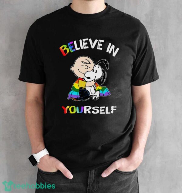 Charlie And Snoopy Believe In Yourself LGBT Pride T-Shirt - Black Unisex T-Shirt