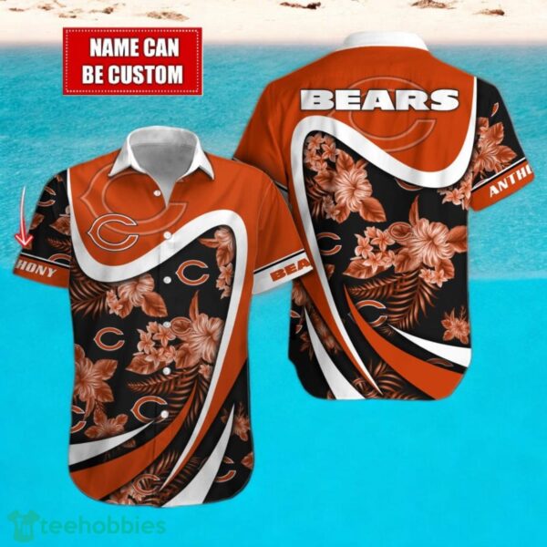 Chicago Bears NFL Floral Hawaiian Shirt And Beach Shorts Custom Name For Fans Product Photo 1