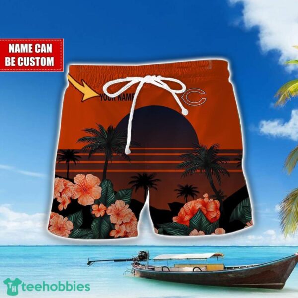 Chicago Bears NFL Team Hawaiian Shirt And Shorts Floral Beach Pattern Custom Name Product Photo 2