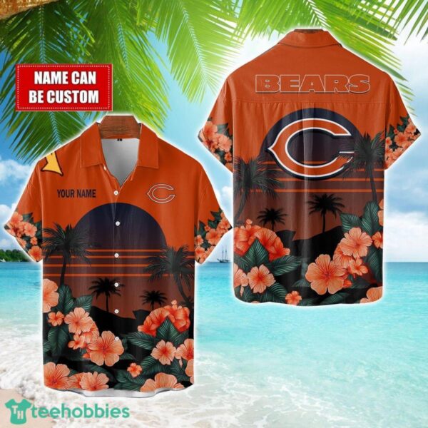 Chicago Bears NFL Team Hawaiian Shirt And Shorts Floral Beach Pattern Custom Name Product Photo 1
