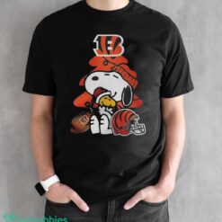 Cincinnati Bengals Funny Peanuts Snoopy Woodstock Bengals Party Ugly Christmas T-Shirt - Black Unisex T-Shirt