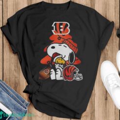 Cincinnati Bengals Funny Peanuts Snoopy Woodstock Bengals Party Ugly Christmas T-Shirt - Black T-Shirt