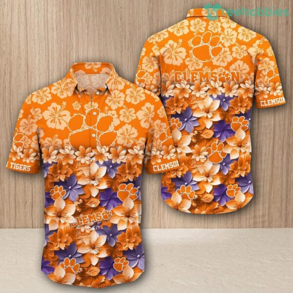 Clemson Tigers 1 Flower 3D Hawaiian Shirt Style New Product Photo 1