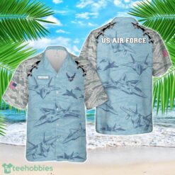 Custom Name US Air Force F-22 Raptor Aircraft Camo 3D Hawaiian Shirt Beach Shirt Product Photo 1