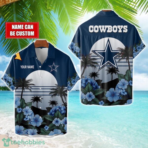 Dallas Cowboys NFL Team Hawaiian Shirt And Shorts Floral Beach Pattern Custom Name Product Photo 1