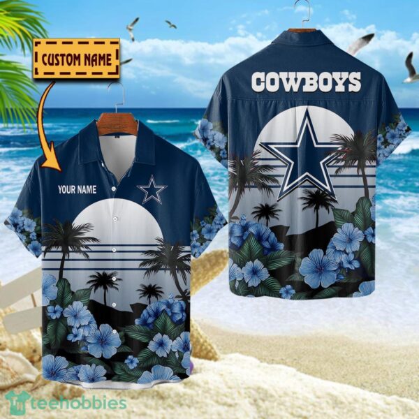 Dallas Cowboys NFL Team Hawaiian Shirt Floral Beach Pattern Custom Name Product Photo 1