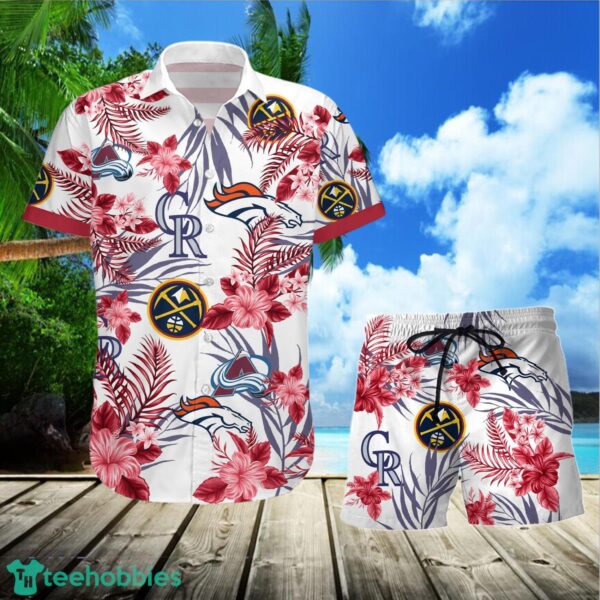 Denver Broncos Denver Nuggets Colorado Rockies Colorado Avalanche Combo Hawaiian Shirt And Shorts Product Photo 1