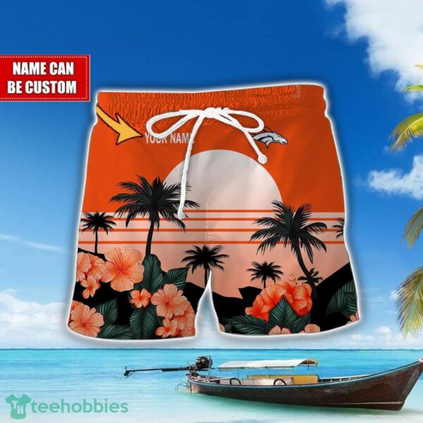Denver Broncos NFL Team Hawaiian Shirt And Shorts Floral Beach Pattern Custom Name Product Photo 2