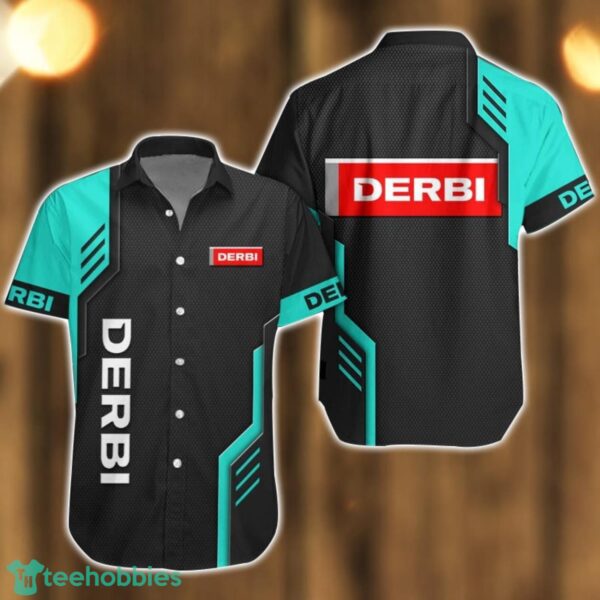 Derbi Logo Mix Light Blue and Black Color Hawaiian Shirt For Men And Women Product Photo 1