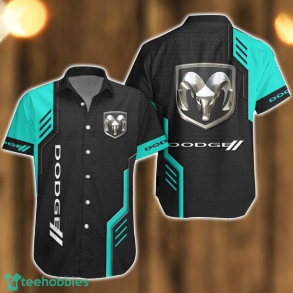 Dodge Logo Mix Light Blue and Black Color Hawaiian Shirt For Men And Women Product Photo 1