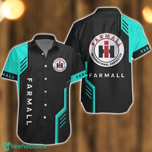 Farmall Logo Mix Light Blue and Black Color Hawaiian Shirt For Men And Women Product Photo 1
