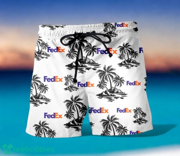 FEDEX Black Coconut Tree Pattern Beach awaiian Shirt And Shorts For Men And Women Product Photo 1