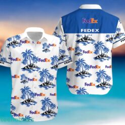FEDEX Blue Coconut Tree Pattern Beach Hawaiian Shirt And Shorts For Men And Women Product Photo 2