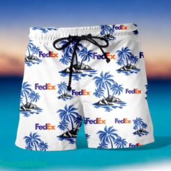 FEDEX Blue Coconut Tree Pattern Beach Hawaiian Shirt And Shorts For Men And Women Product Photo 1