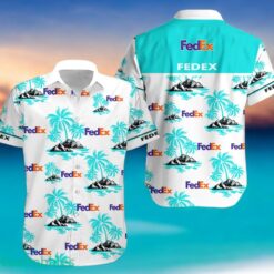 FEDEX Coconut Tree Pattern Beach Hawaiian Shirt And Shorts Light Blue Hawaii Shirt Product Photo 2