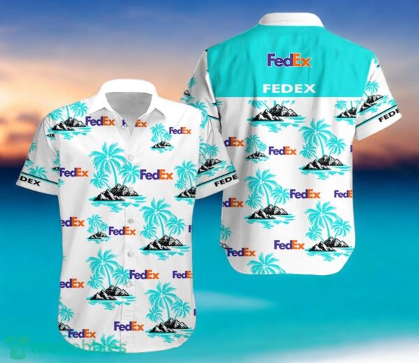 FEDEX Coconut Tree Pattern Beach Hawaiian Shirt And Shorts Light Blue Hawaii Shirt Product Photo 2