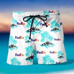 FEDEX Coconut Tree Pattern Beach Hawaiian Shirt And Shorts Light Blue Hawaii Shirt Product Photo 1