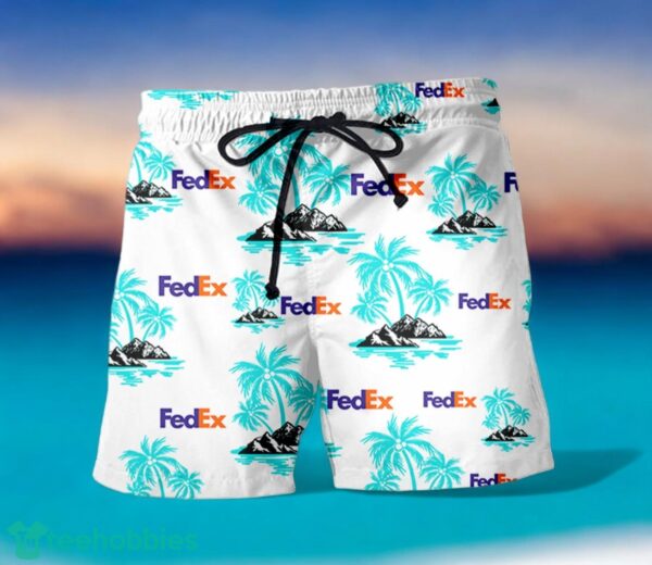 FEDEX Coconut Tree Pattern Beach Hawaiian Shirt And Shorts Light Blue Hawaii Shirt Product Photo 1