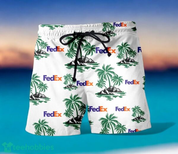 FEDEX Green Coconut Tree Pattern Beach Hawaiian Shirt And Shorts For Men And Women Product Photo 2