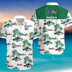 FEDEX Green Coconut Tree Pattern Beach Hawaiian Shirt And Shorts For Men And Women Product Photo 1