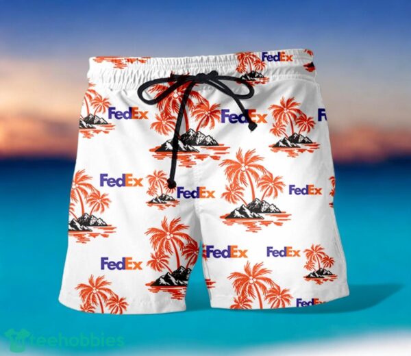 FEDEX Orange Coconut Tree Pattern Beach Hawaiian Shirt And Shorts For Men And Women Product Photo 2