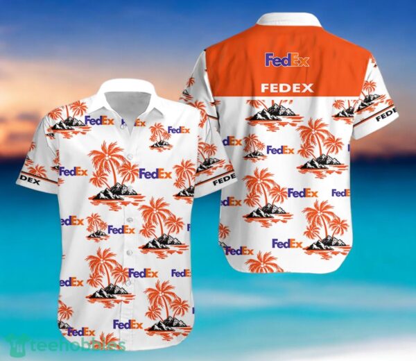 FEDEX Orange Coconut Tree Pattern Beach Hawaiian Shirt And Shorts For Men And Women Product Photo 1