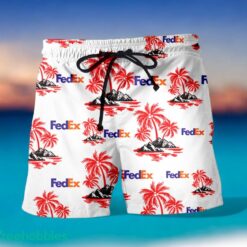 FEDEX Red Coconut Tree Pattern Beach Hawaiian Shirt And Shorts For Men And Women Product Photo 2