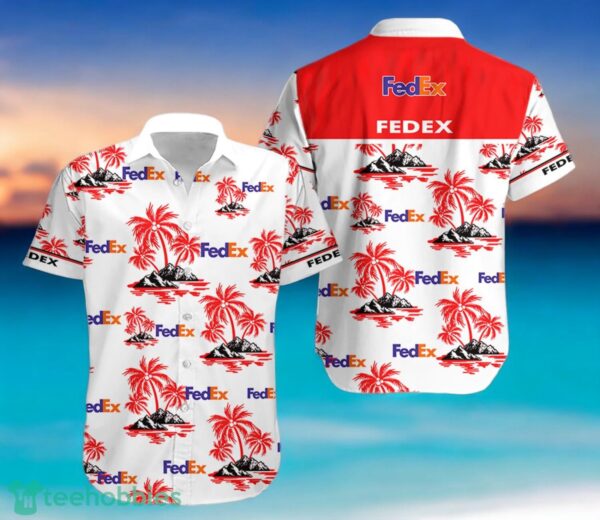 FEDEX Red Coconut Tree Pattern Beach Hawaiian Shirt And Shorts For Men And Women Product Photo 1