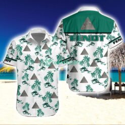 Fendt Logo and Coconut tree Pattern White Hawaiian Shirt For Men And Women Product Photo 1