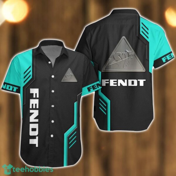 Fendt Logo Mix Light Blue and Black Color Hawaiian Shirt For Men And Women Product Photo 1