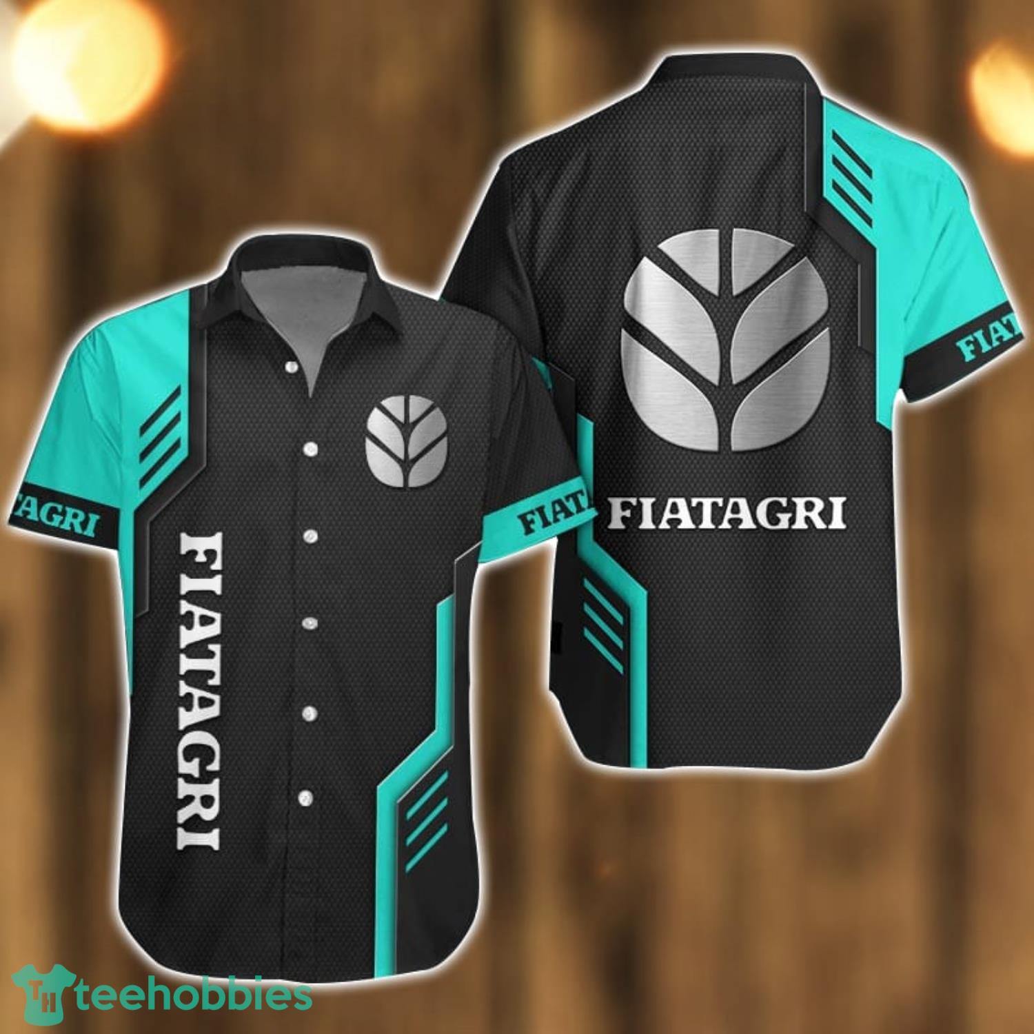Fiatagri Logo Mix Light Blue and Black Color Hawaiian Shirt For Men And Women Product Photo 1