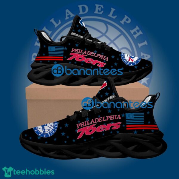 Flag USA Star Fashion NBA Philadelphia 76ers Fresh Running Sneaker Gift Max Soul Shoes - Flag USA Star Fashion NBA Philadelphia 76ers Max Soul Shoes Style 2
